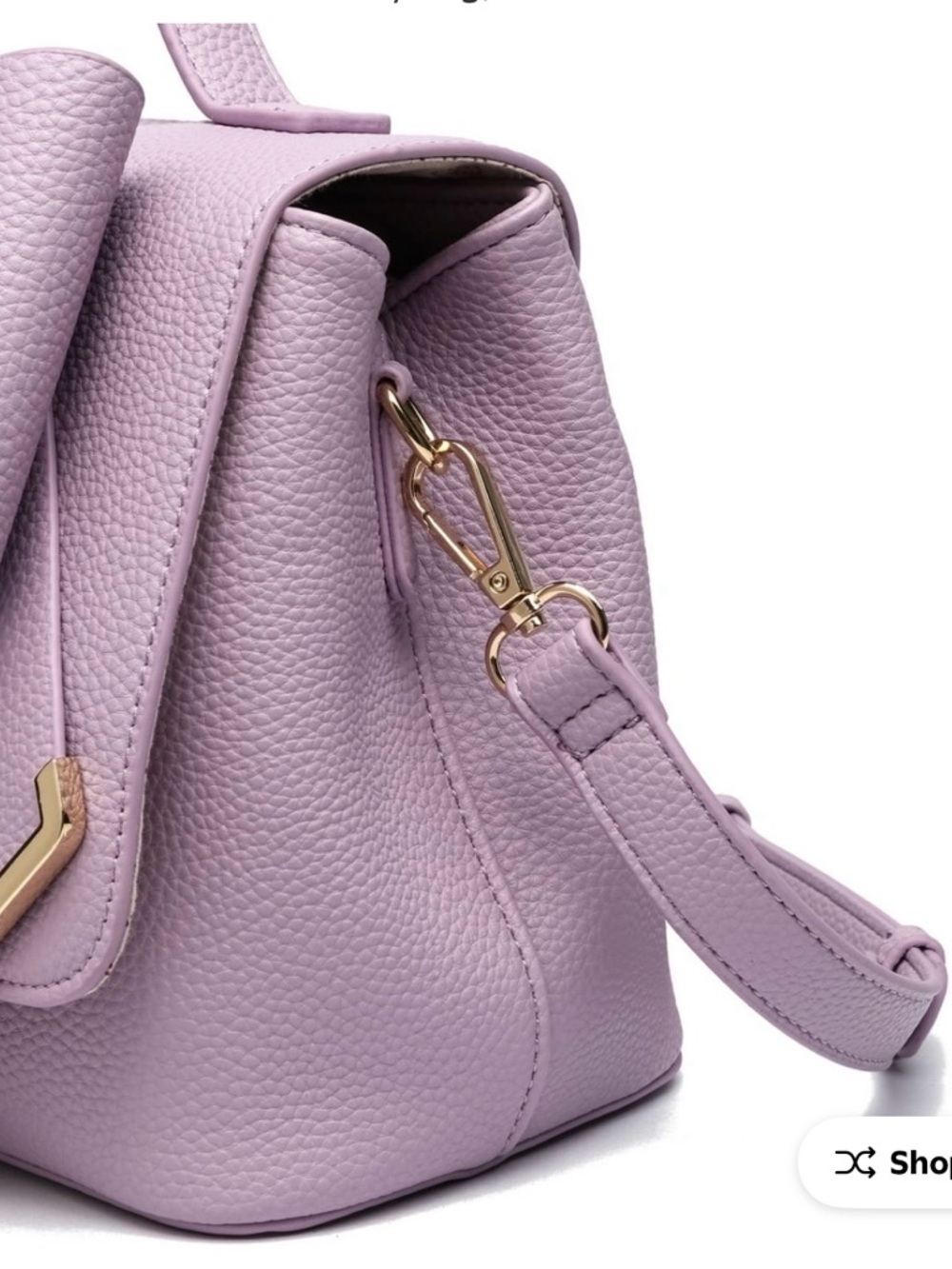 Like Dreams Vegan Leather Adjustable Strap Jasmine Bowtie Crossbody Bag, Lilac - Picture 3 of 7